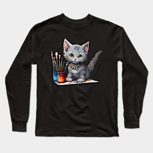 Cat painter Long Sleeve T-Shirt